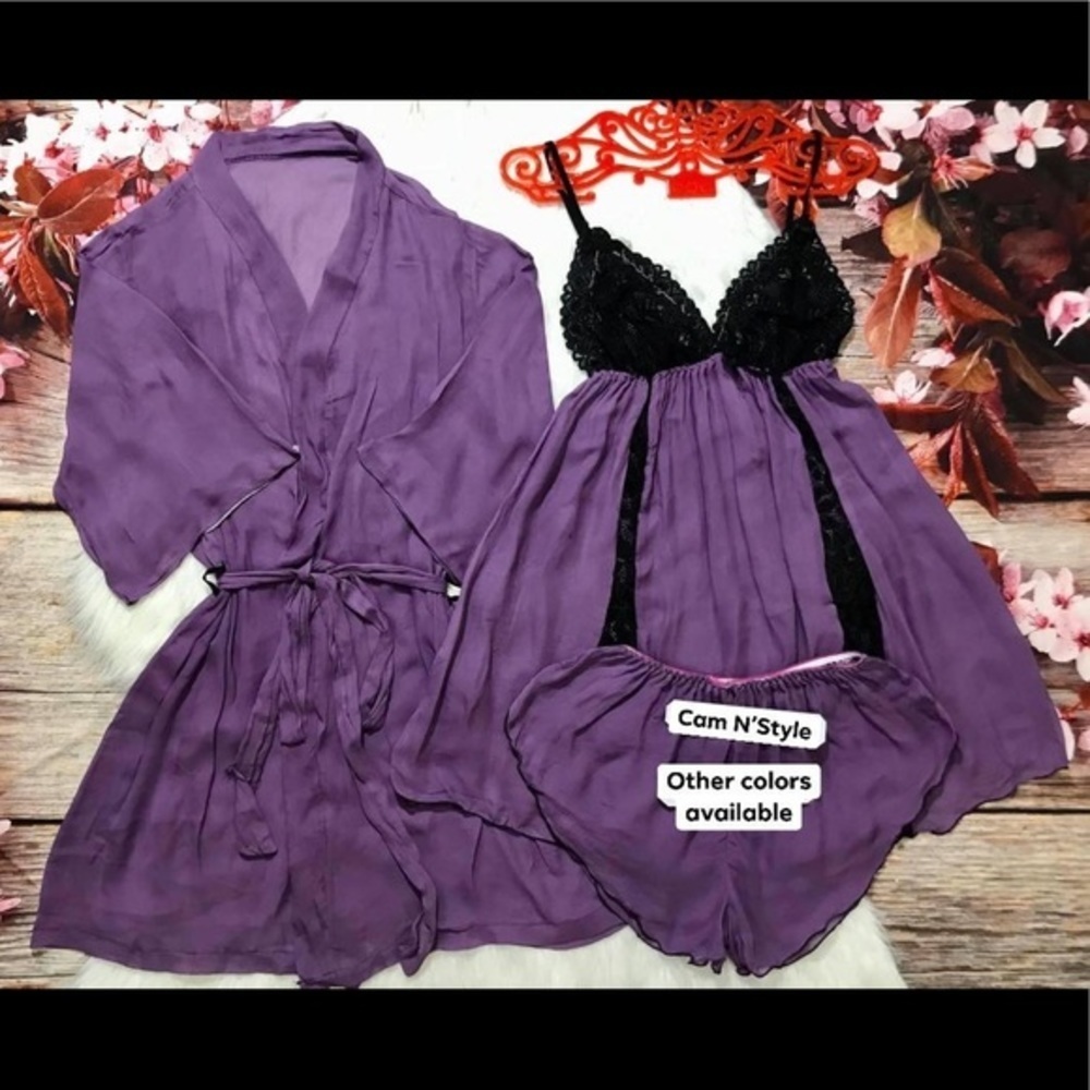 Sheer sexy nightgowns w/ kimono robe random color​ - Picture 4 of 8